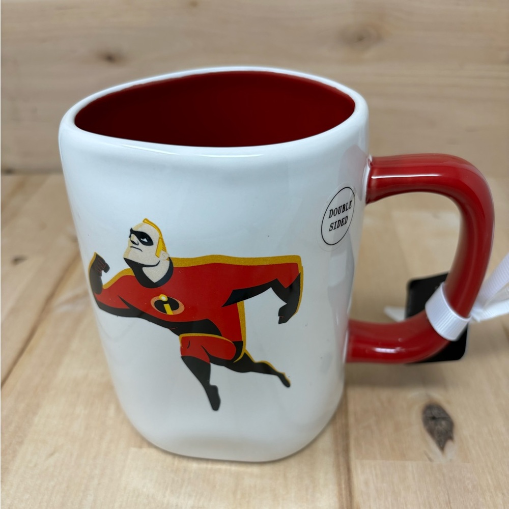 Rae Dunn INCREDIBLE DAD Mug Double Sided with Red Interior & Handle Black LL New